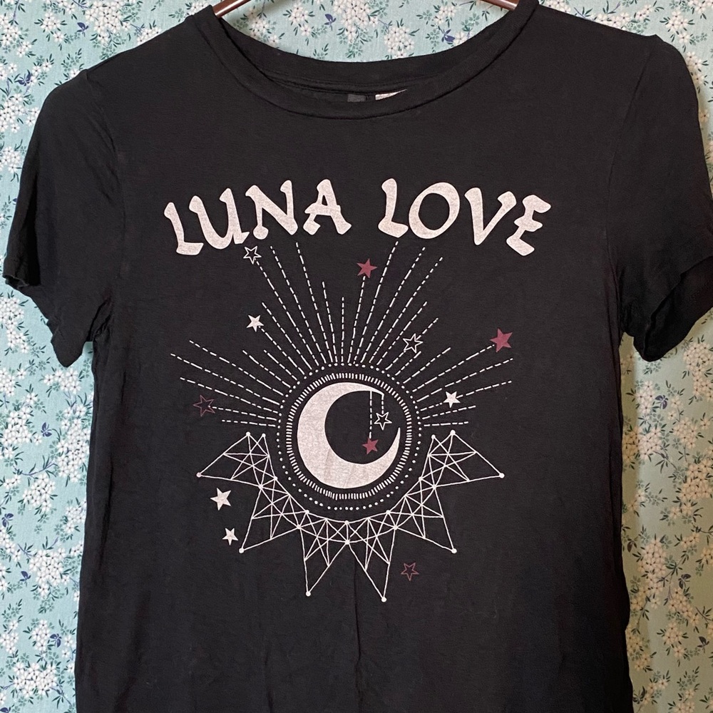 H&M Black 'Luna Love' Moon Graphic Tee